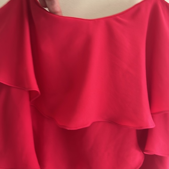 BCBGMaxazria Raspberry Tiered Chiffon Strapless Ginger Cocktail Dress Women SZ 4 - Picture 5 of 12